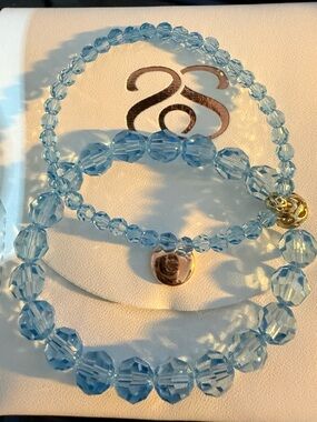 Spark*l 8mm and 4mm Aquamarine Swarovski beaded bracelets-6” wrist
